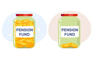 Glass jar empty and full of gold, a Finance Illustration by Vectorbuum