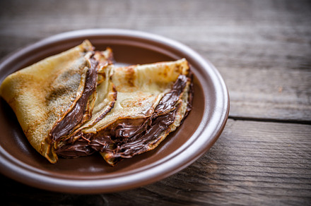 Crepes with chocolate cream stock photo containing background and baked, a Food & Drink Photo by Alexander Prokopenko