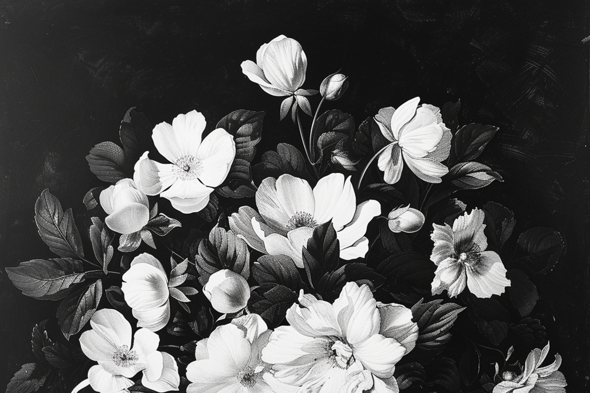 Vintage Black White Flowers, a Background Graphic by Printable Treasure (Photo 2 of 8)