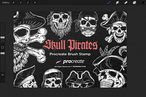 15 Dark Skull Pirate Procreate Brush