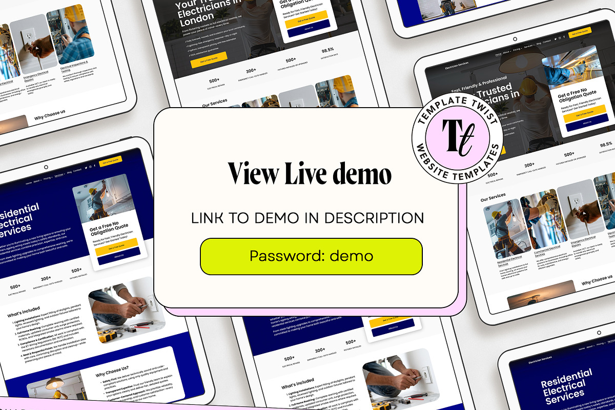 Electrician Website Template preview 3