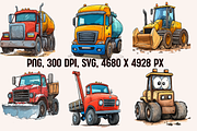 Cartoon Trucks and Diggers, a Transportation Illustration by PrintHaven Designs (Thumbnail 7 of 7)
