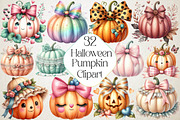 Halloween Coquette Pumpkin Clipart, an Illustration by DreamPrint404 (Thumbnail 1 of 5)
