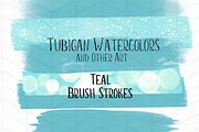 12 Brush Strokes - 6 Teal and 6 Rose, a Texture Illustration by Tubigan Art (Thumbnail 1 of 7)