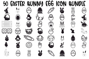 50 Easter Bunny Egg Icon Bundle, an Illustration by Artivon