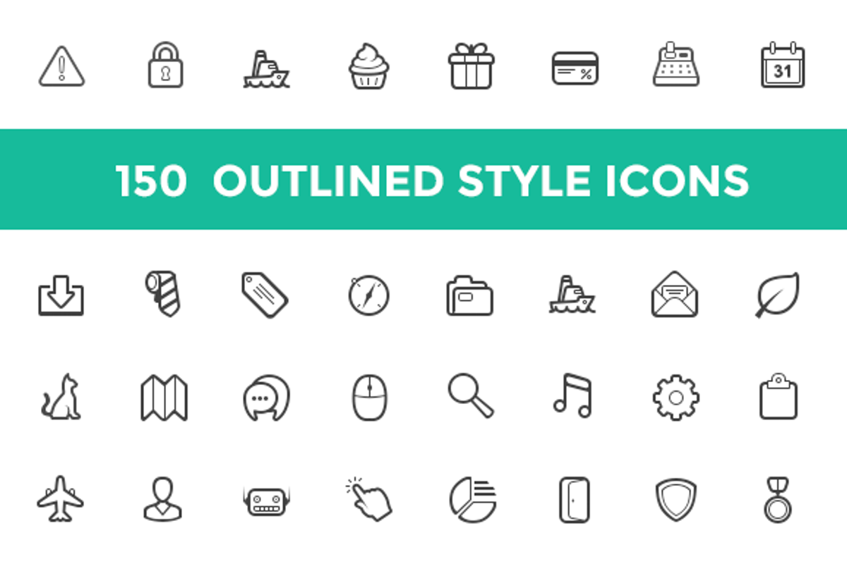 Outlined Style Icon Set, an Outline Icon by Web Icon Set (Photo 1 of 3)