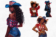 Patriotic Cowgirls Clipart Set, a Person Illustration by ThatsDesignArt (Thumbnail 5 of 11)
