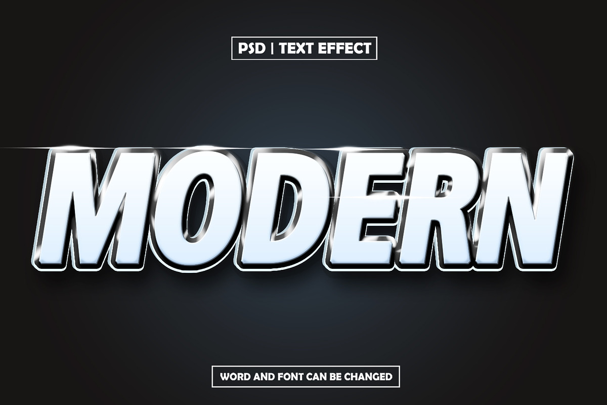 Modern metallic 3d text effect, a Layer Style Add-On by AP Market (Photo 1 of 2)