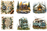 Vintage Spring Camping Clipart, a Seasonal Illustration by DreamArtGraphic (Thumbnail 4 of 4)