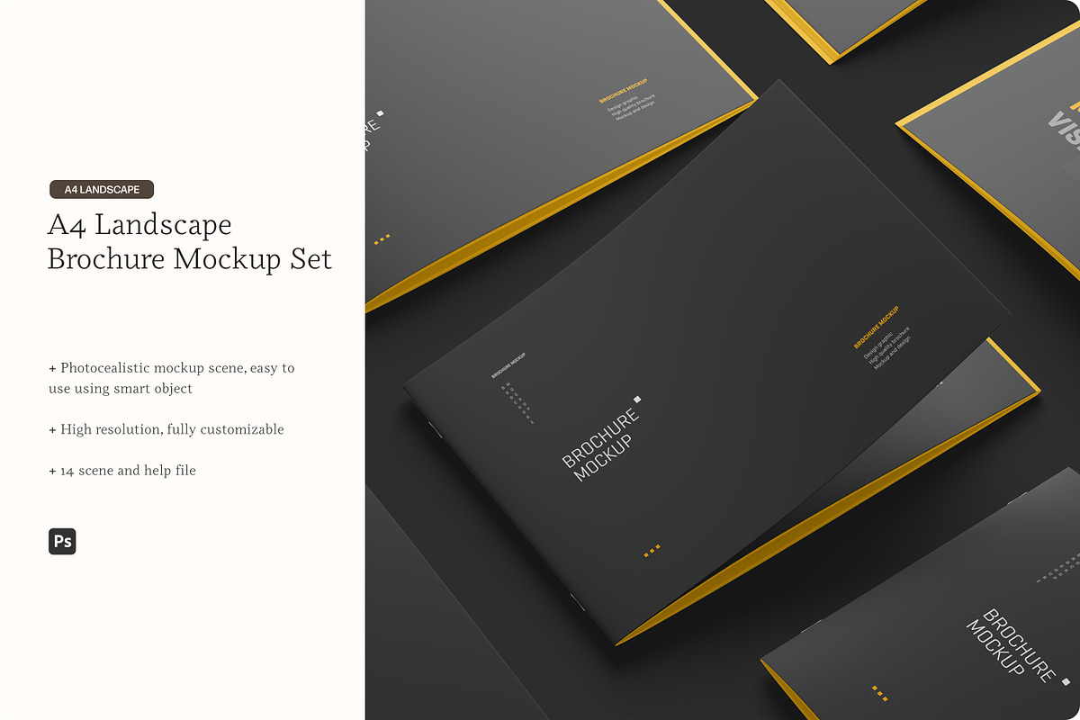 A4 Landscape Brochure Mockup Set, a Books & Magazine Mockup by Toasin ...