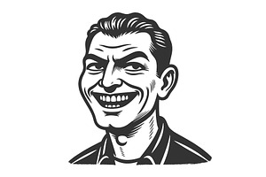Smirking Man Face Internet Troll, a Person Illustration by AlexArt