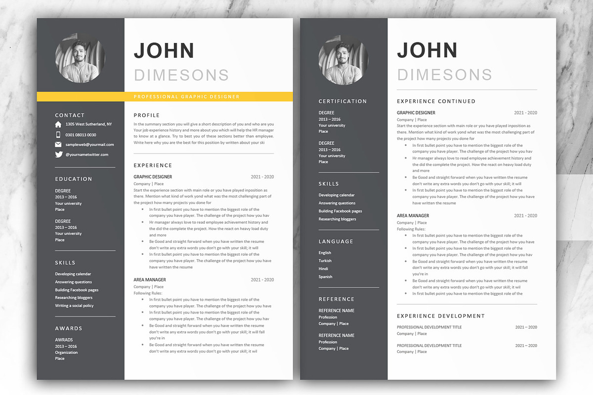 Minimal Resume CV template in Word