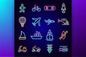 Transport Neon Vector Icons