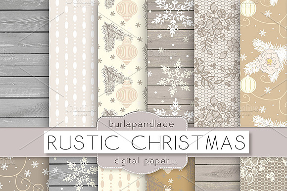 Rustic christmas digital paper preview 3
