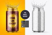 Metallic Beer Can Mockup with Splash, a Packaging Mockup by LoopAll (Thumbnail 1 of 2)
