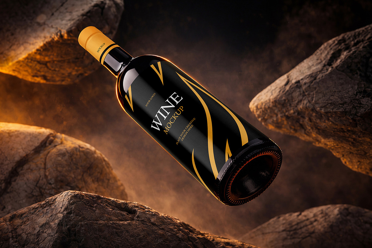 Wine Bottle Mockup, a Packaging Mockup by Country4k (Photo 1 of 3)