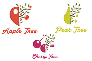 Set of fruit trees