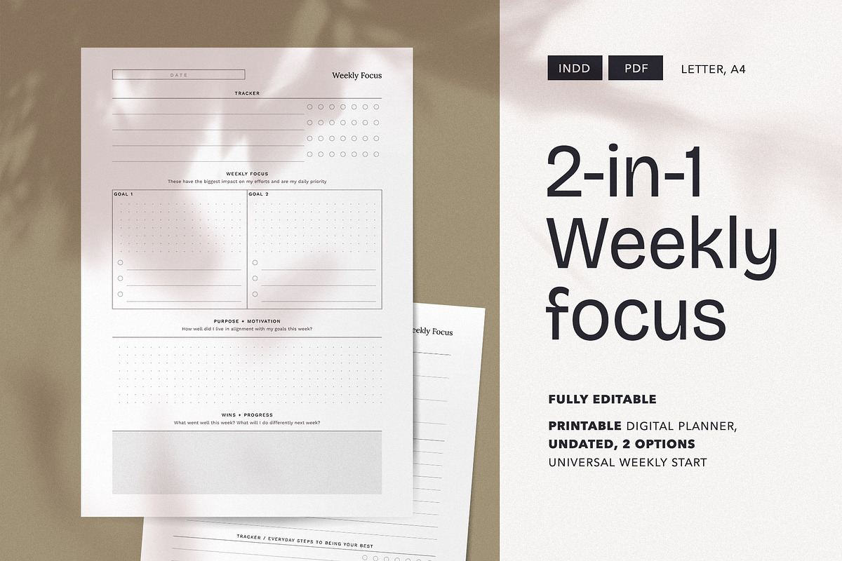 Weekly Focus Planner, a Stationery Template by PickMimi (Photo 1 of 4)