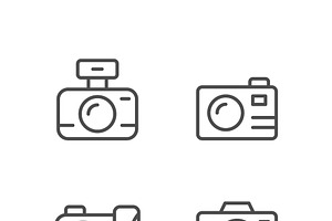 Set line outline icons of camera, an Outline Icon by motorama