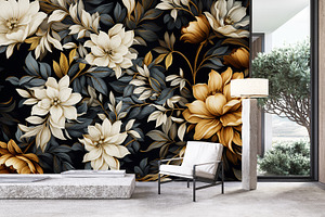 Handpainted Forest Flowers Wallpaper