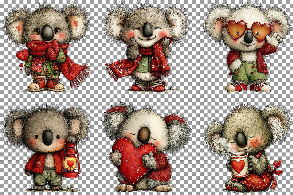 Whimsical Valentine s Koala Clipart, an Illustration by Sublimation Artist (Photo 4 of 6)