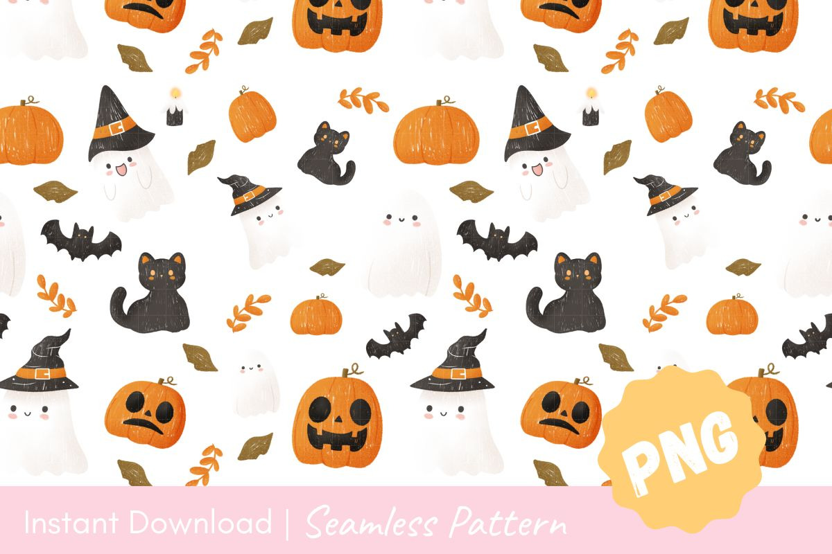 Cute Halloween Seamless Pattern, a Pattern Graphic by CpSnowy (Photo 2 of 5)