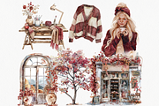 Burgundy Fall Clipart Bundle, a Seasonal Illustration by ClipArtCharm (Thumbnail 4 of 6)
