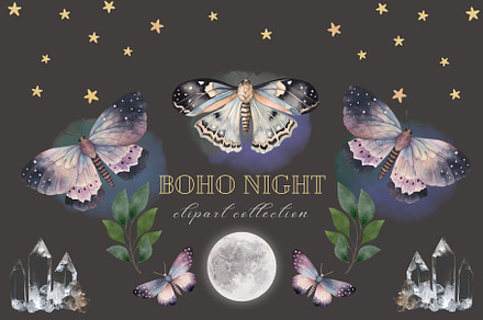 Boho Night - Clipart Collection, PNG