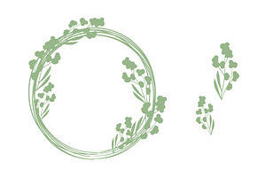 Delicate floral frame with green
