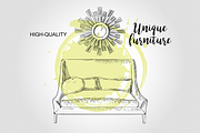 Furniture Hand drawn Vector set#4, a Decorative Illustration by Alltruecolours (Thumbnail 2 of 4)