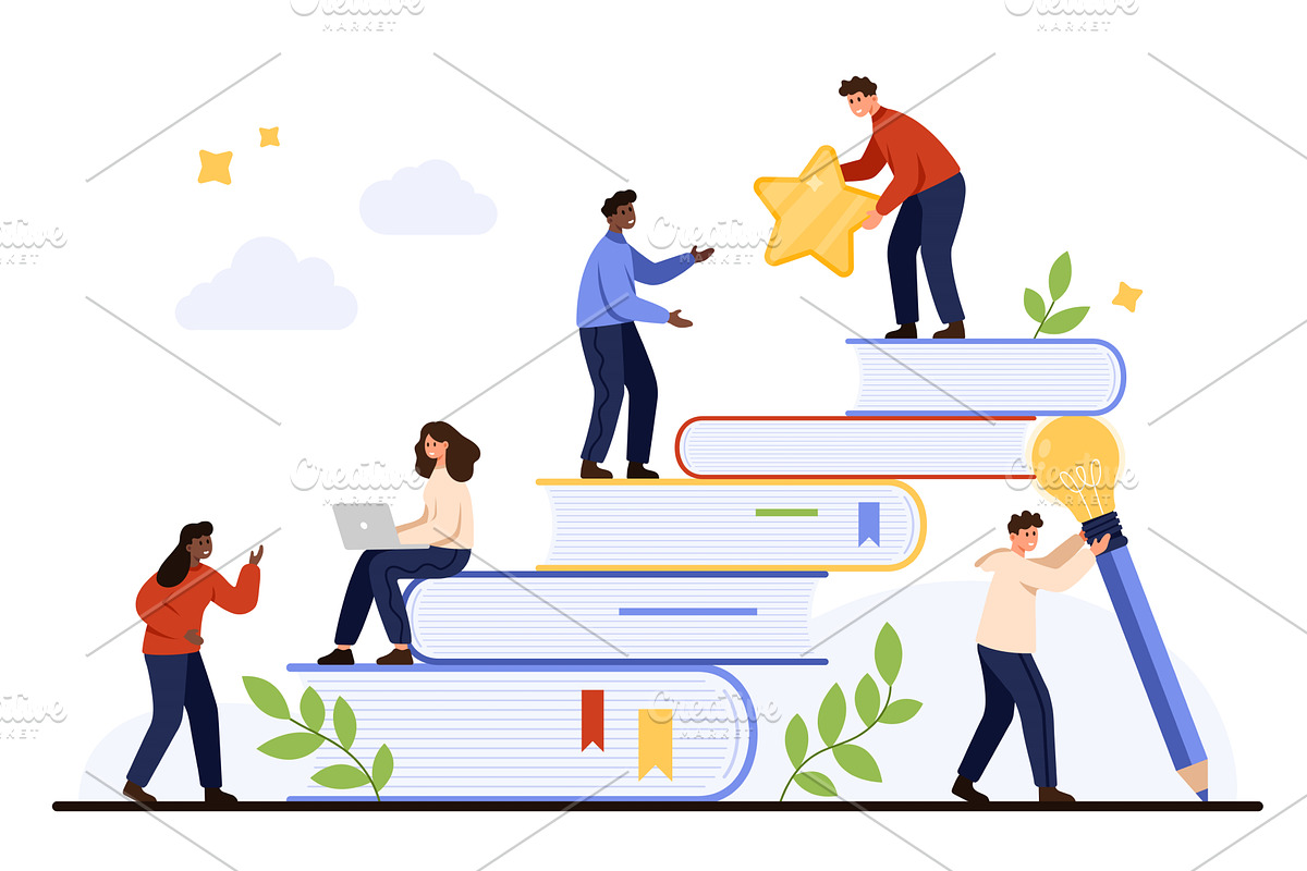 Teamwork and Growth in Education, an Education Illustration by Flashvector