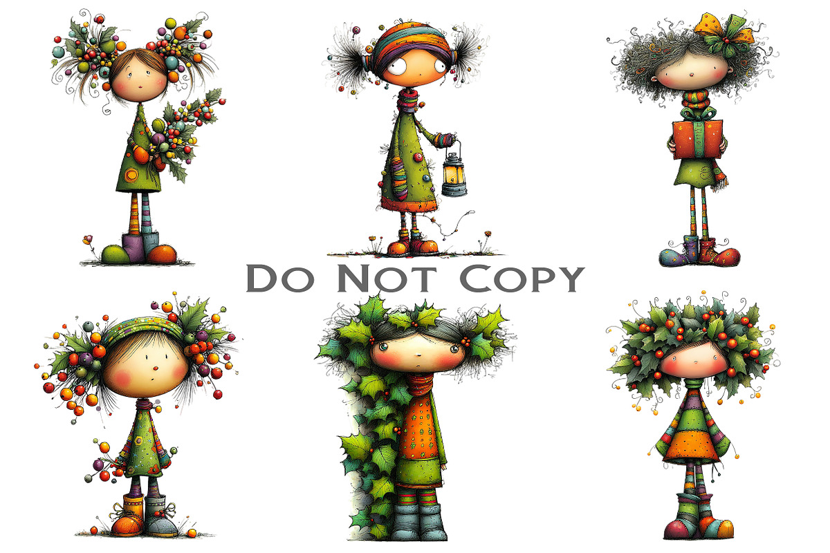 Quirky Holly Girl Clipart, an Illustration by Craft Nest (Photo 4 of 9)
