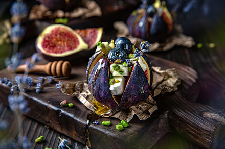 Figs baked with goat cheese, a Food & Drink Photo by Ekaterina