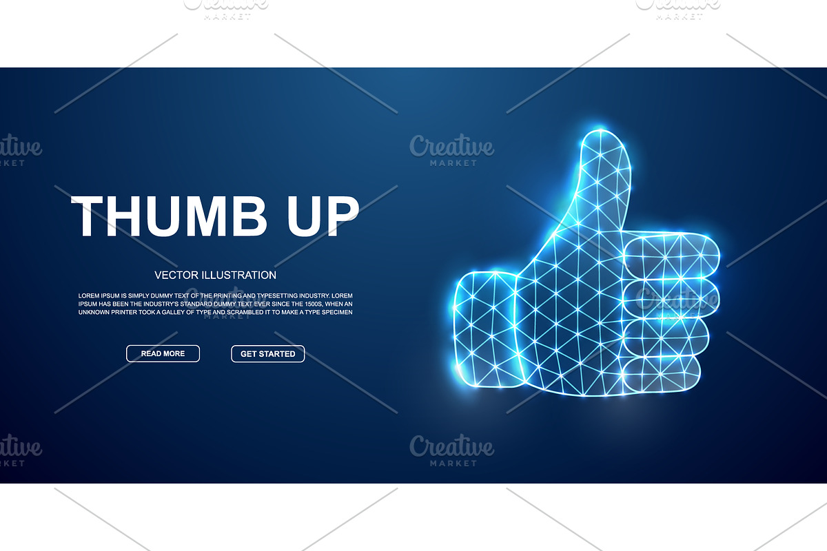 Digital thumbs up hand in glowing, a Technology Illustration by GraphiShop
