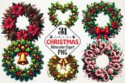 Christmas Wreaths & Floral Clipart B, an Illustration by RobertsArt (Thumbnail 1 of 6)