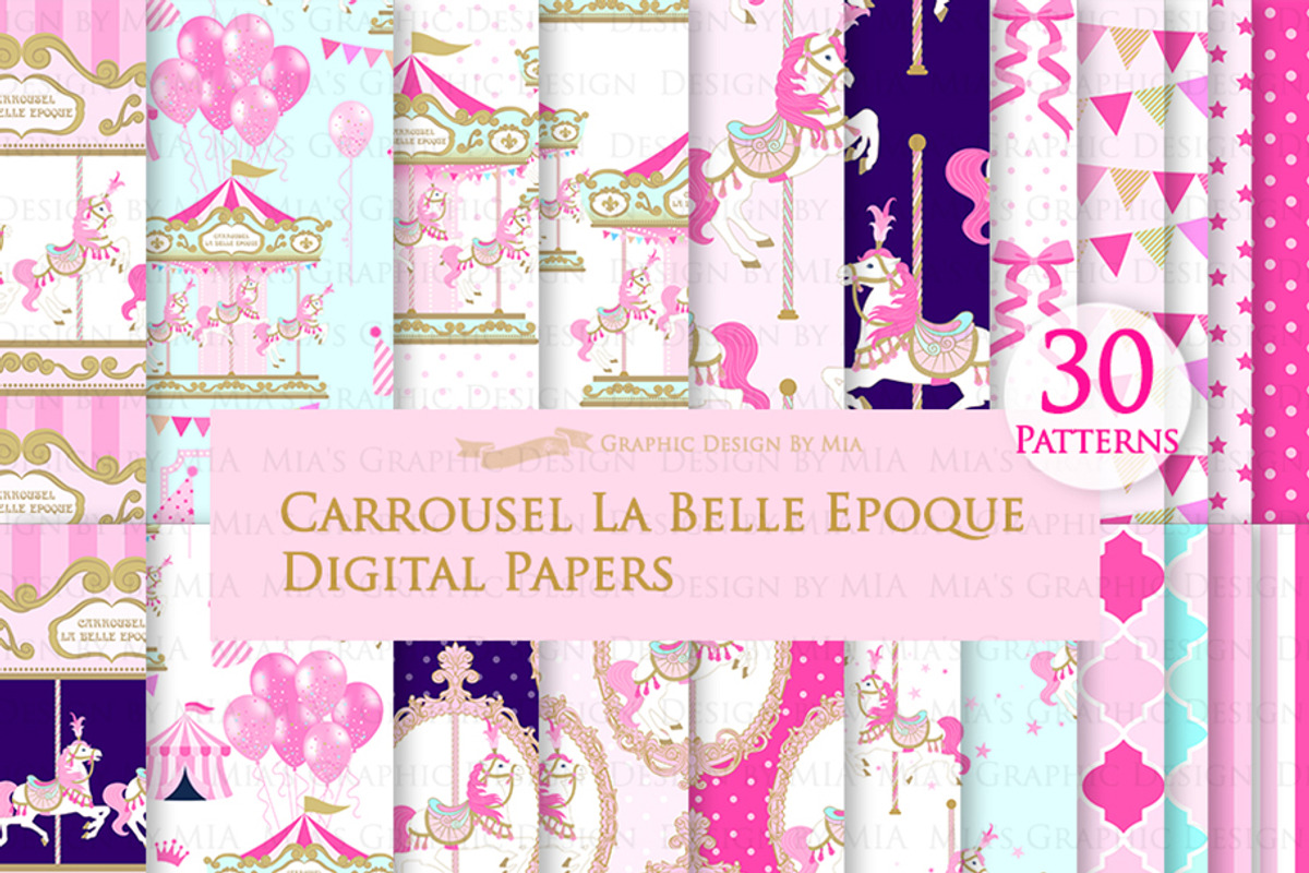 Carousel, Merry Go Round Pink, an Illustration by Mia's Graphic Design