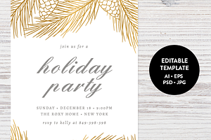 Holiday Party Invitation Template, an Invitation Template by Pixejoo