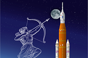Artemis II space rocket illustration, an Education Illustration by frizio (Thumbnail 2 of 3)