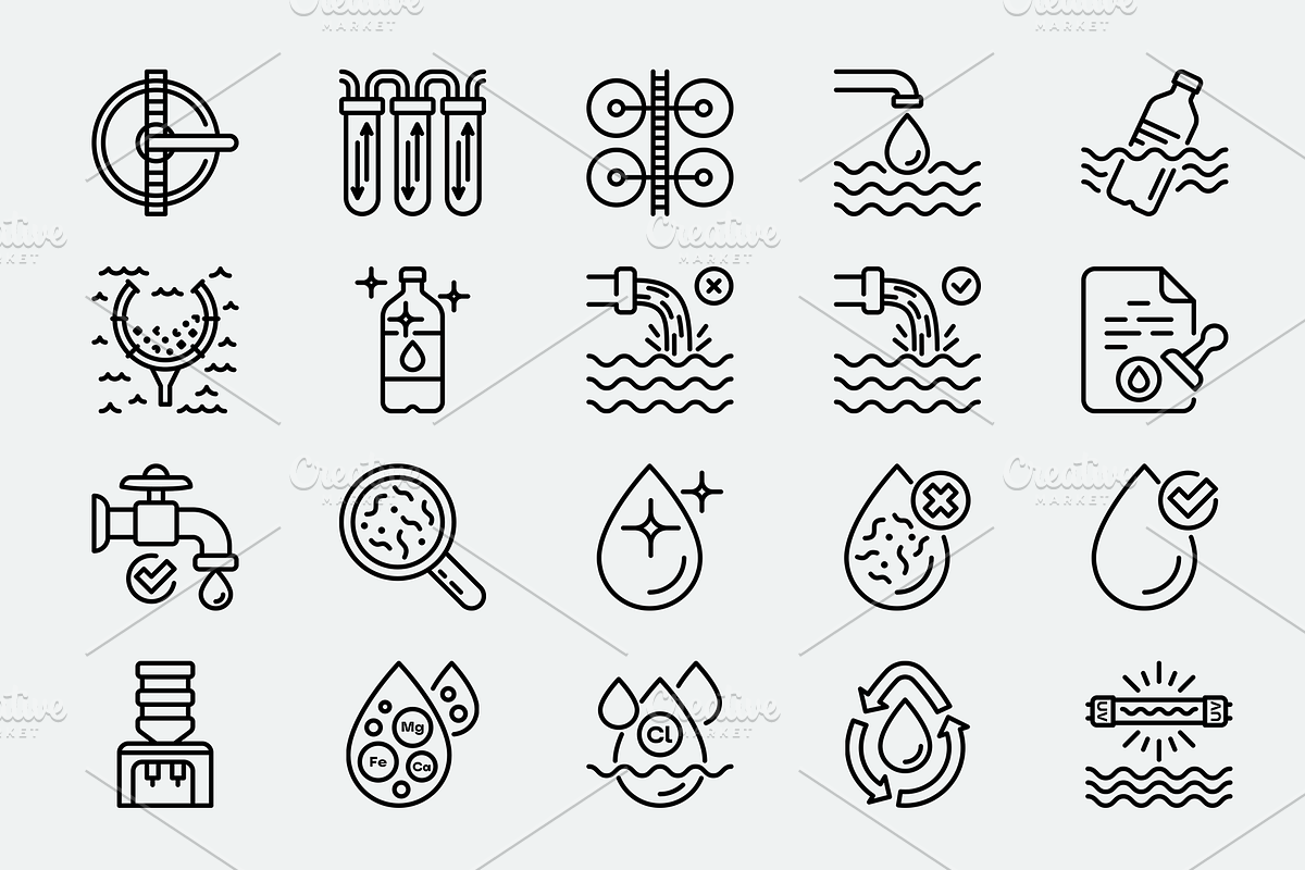 Water Treatment 20 Icons Set, an Outline Icon by Alex Blogoodf (Photo 5 of 11)