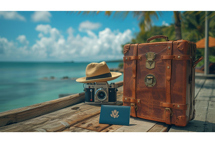 In the background, a tropical sea, a Holiday Photo by ZinetroN