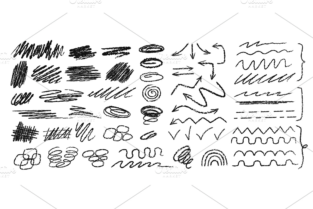 Crayon scrawls. Charcoal sketch, an Object Illustration by winwin.art