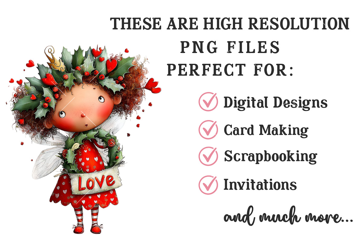 Whimsical Valentine Fairy Clipart, an Illustration by OK Design (Photo 6 of 6)