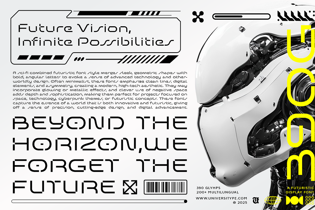 UT Defghio Nixav : A Futuristic Font, a Sans Serif Font by Universitype (Photo 3 of 10)