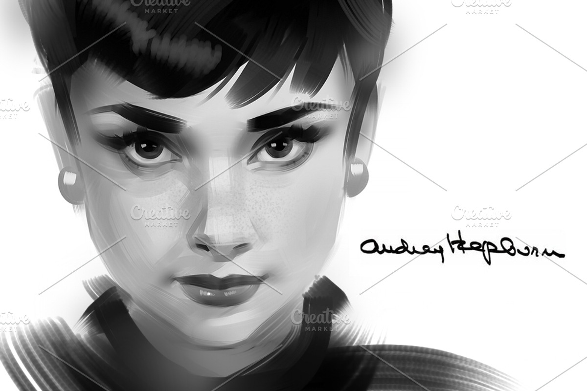 Portraits of Audrey Hepburn, a Person Illustration by Ira Cvetnaya (Photo 1 of 5)