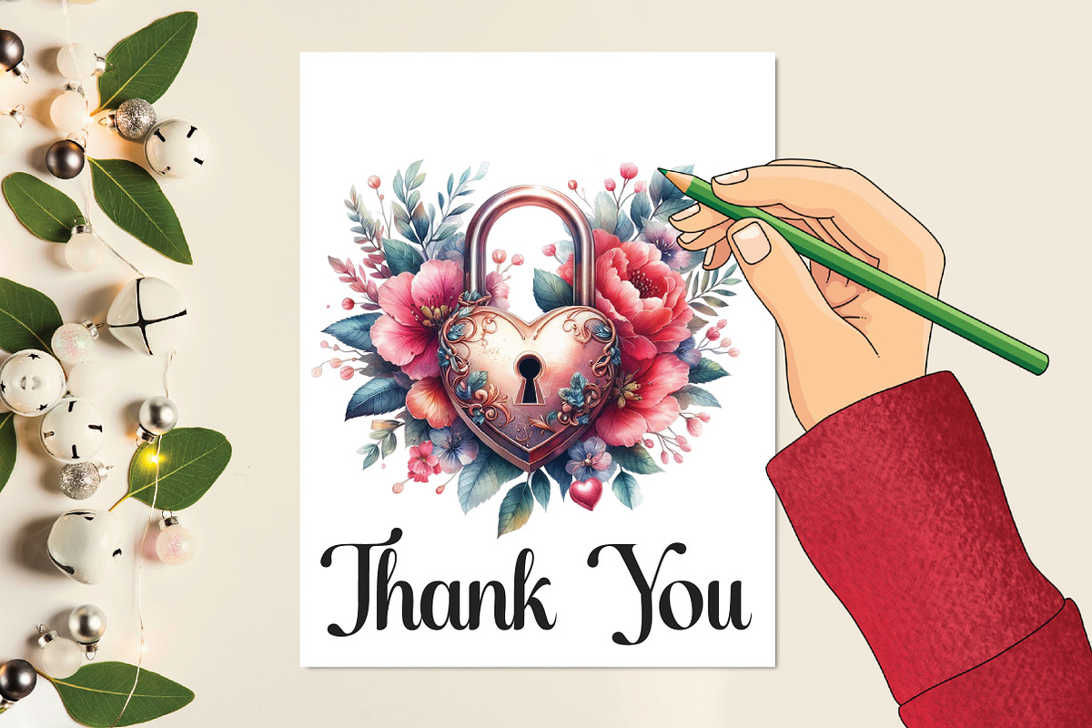 Watercolor Floral Locket Heart Clipa, an Illustration by CraftArtStudio (Photo 5 of 5)