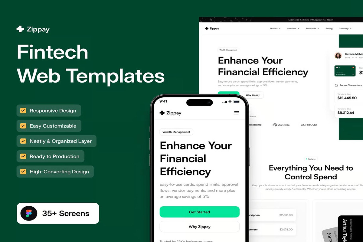 Zippay Fintech Web Templates UI Kit, an UI Kit Template by Lumina_ui_ux202 (Photo 1 of 6)