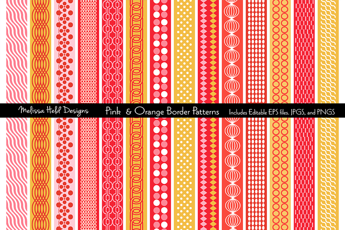 Pink & Orange Mod Border Patterns