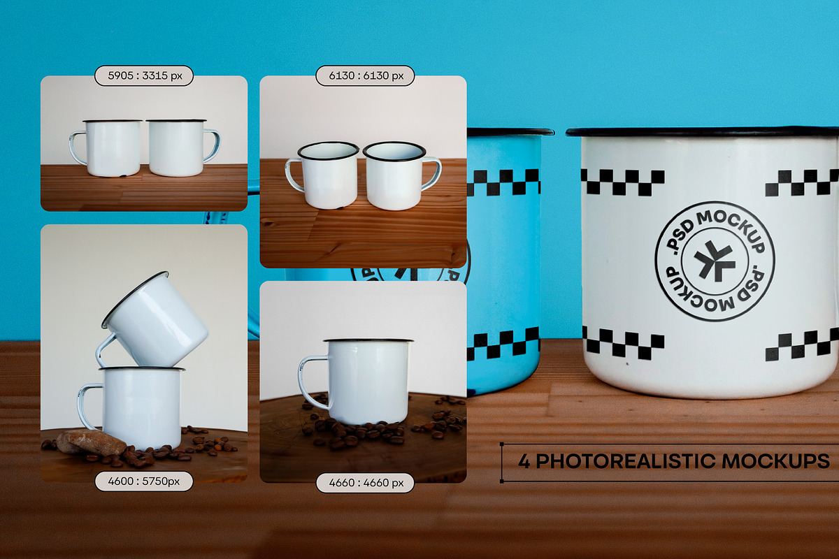 Enamel Mug Realistic Mockups Pack, a Cups & Container Mockup by rodrigofkaminski (Photo 3 of 7)