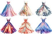 Elegant Watercolor Gown Clipart, an Illustration by Pixels.Craft (Thumbnail 4 of 5)