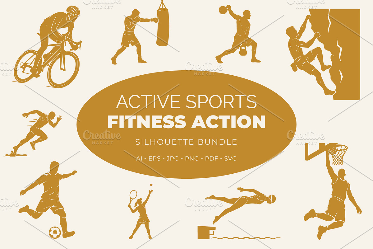 Active Sports & Fitness Silhouettes, an Object Graphic by Designgrove (Photo 2 of 4)